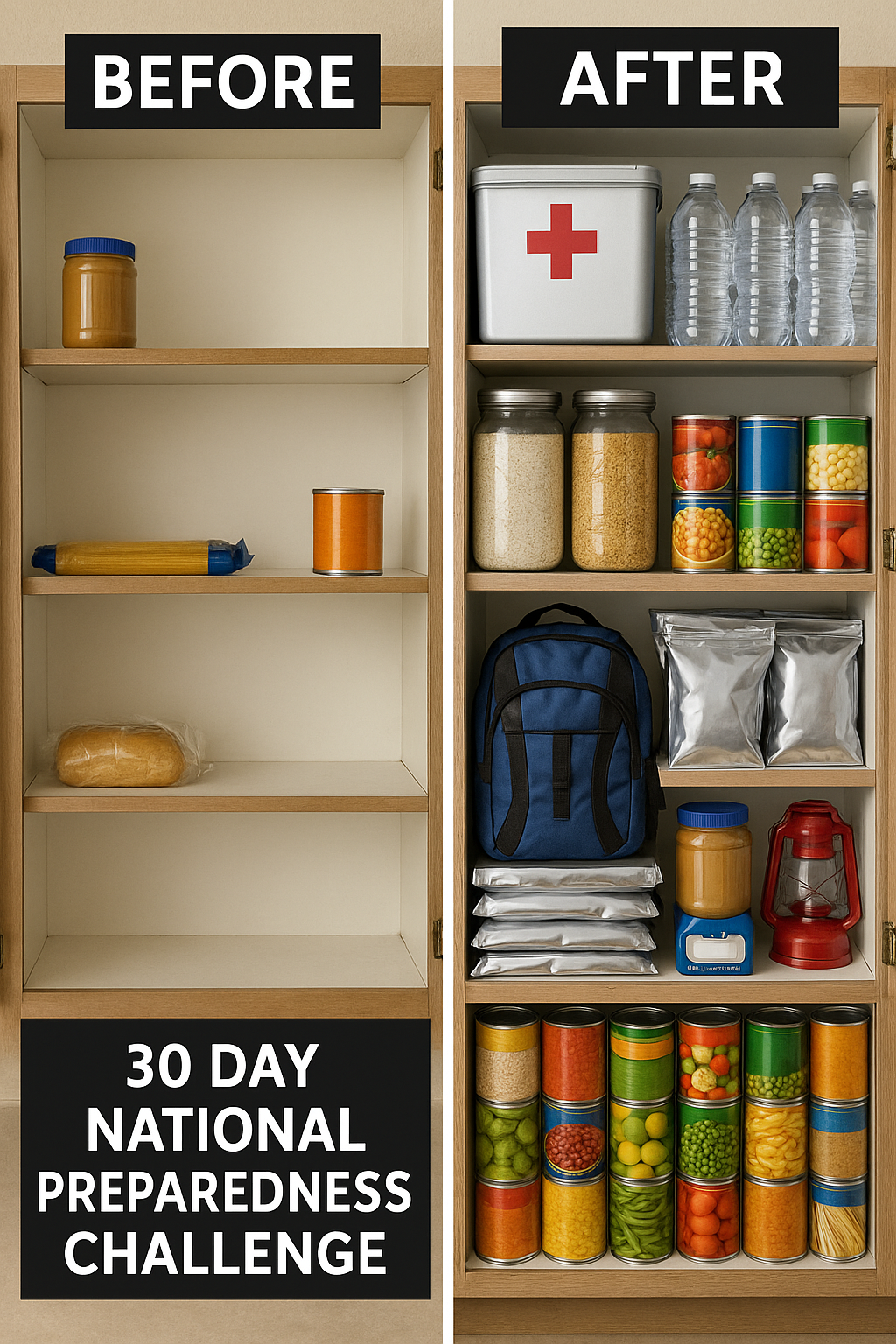 Before & After Pantry from the Preparedness Challenge