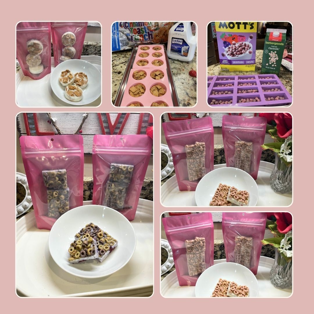 the before and after collage of cereal bars from freeze-dried 