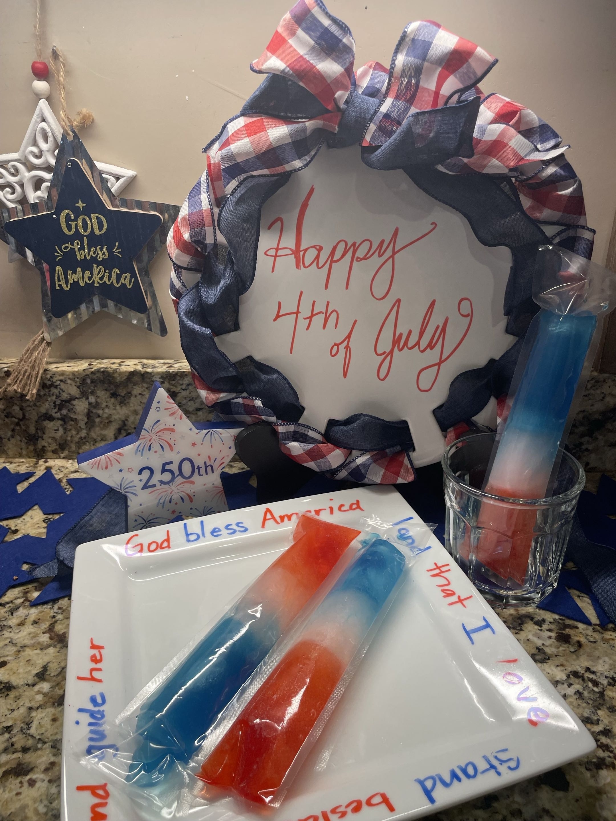 freezer pops using PackFreshUSA's bag Patrioticly done PackFreshUSA's Clear Freezer Pops filled with Red, White, & Blue punch for the 4th of July, celebrate America, Happy Birthday USA, Patriotic Freezer Pops,