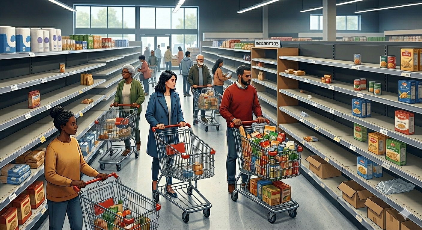 empty shelves at grocery store