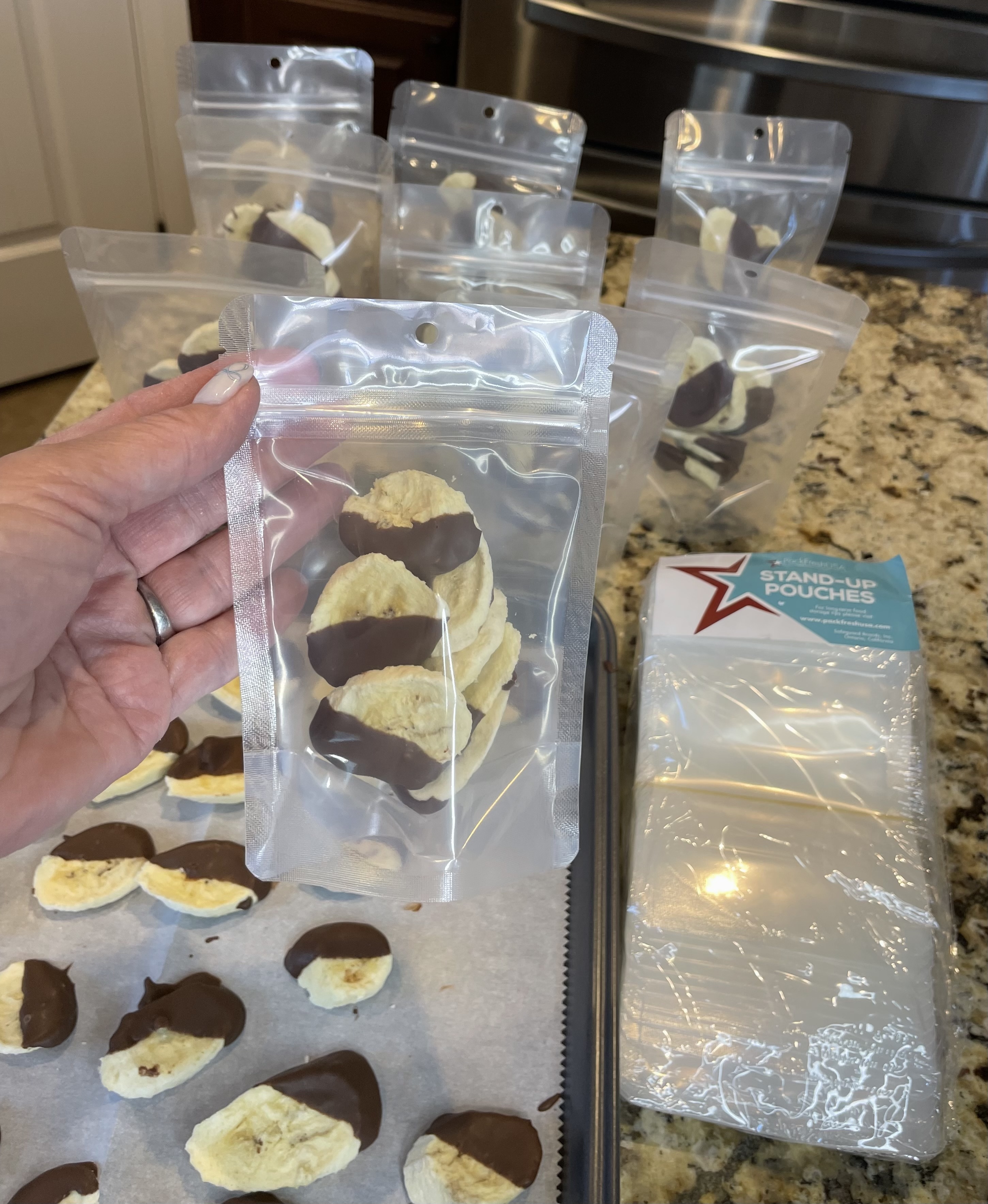 freeze-dried bananas dipped in chocolate freeze-dried bananas dipped in chocolate