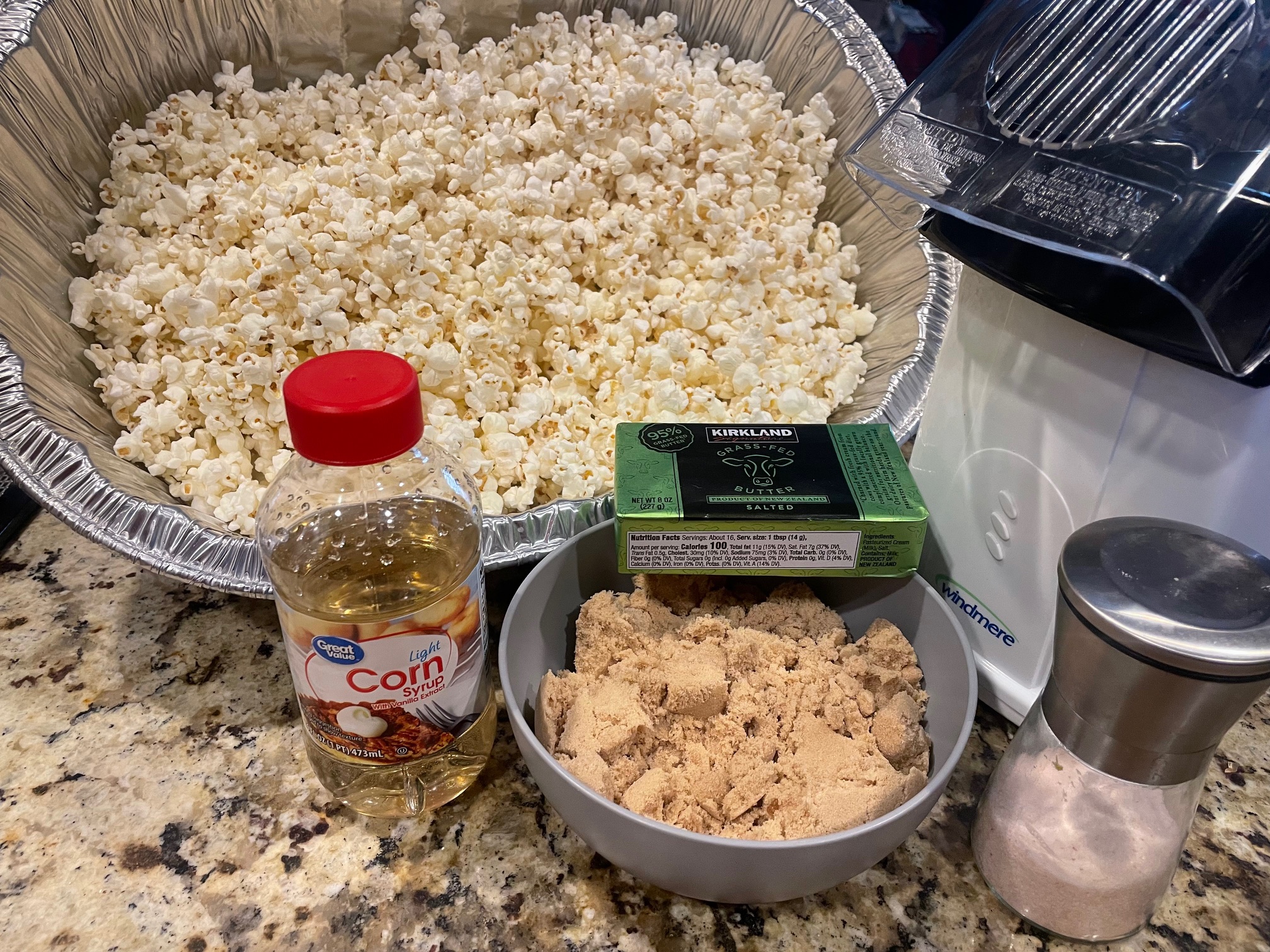 Ingredience for caramel corn