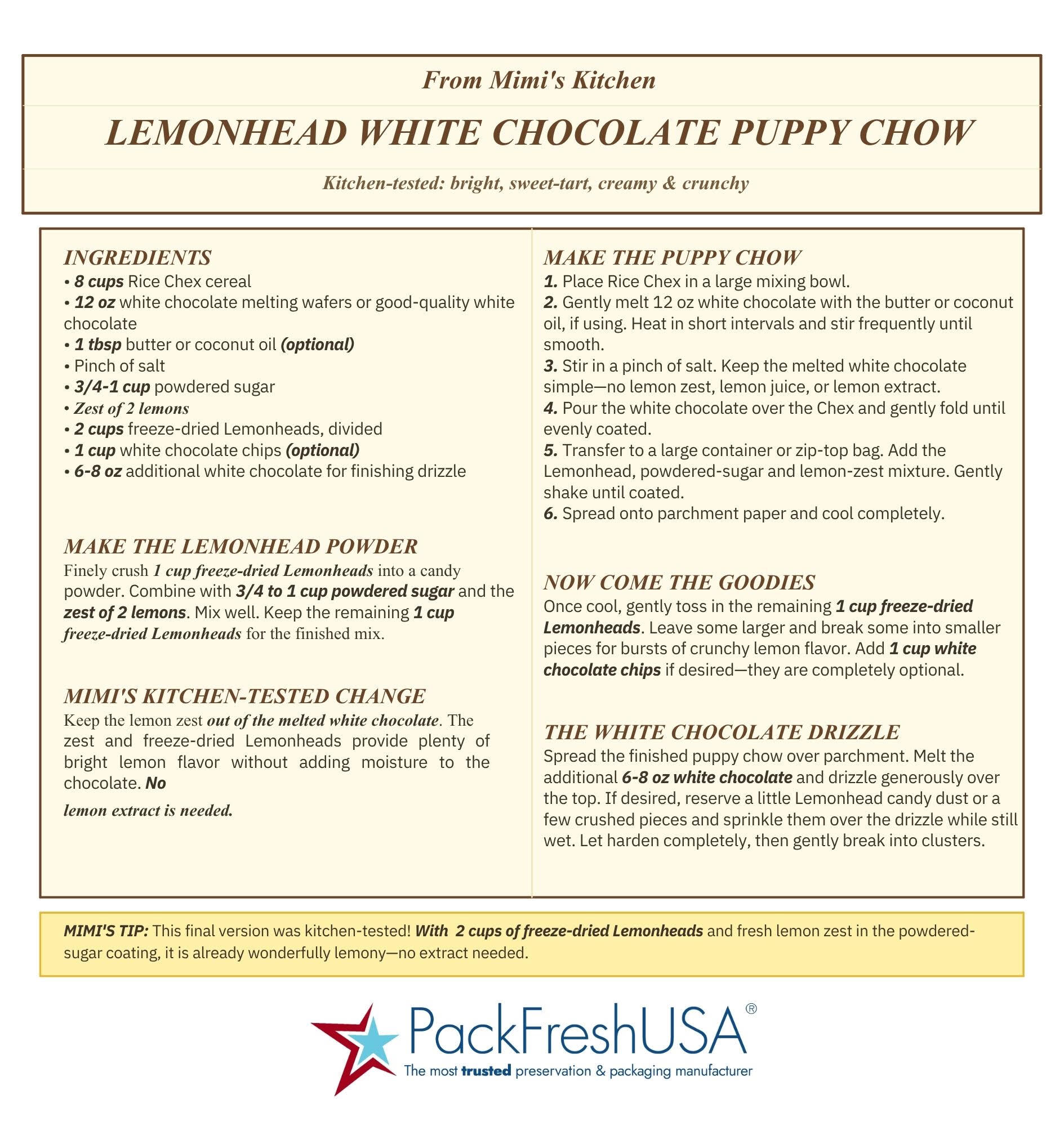 Mimis Lemonhead White Chocolate Puppy Chow