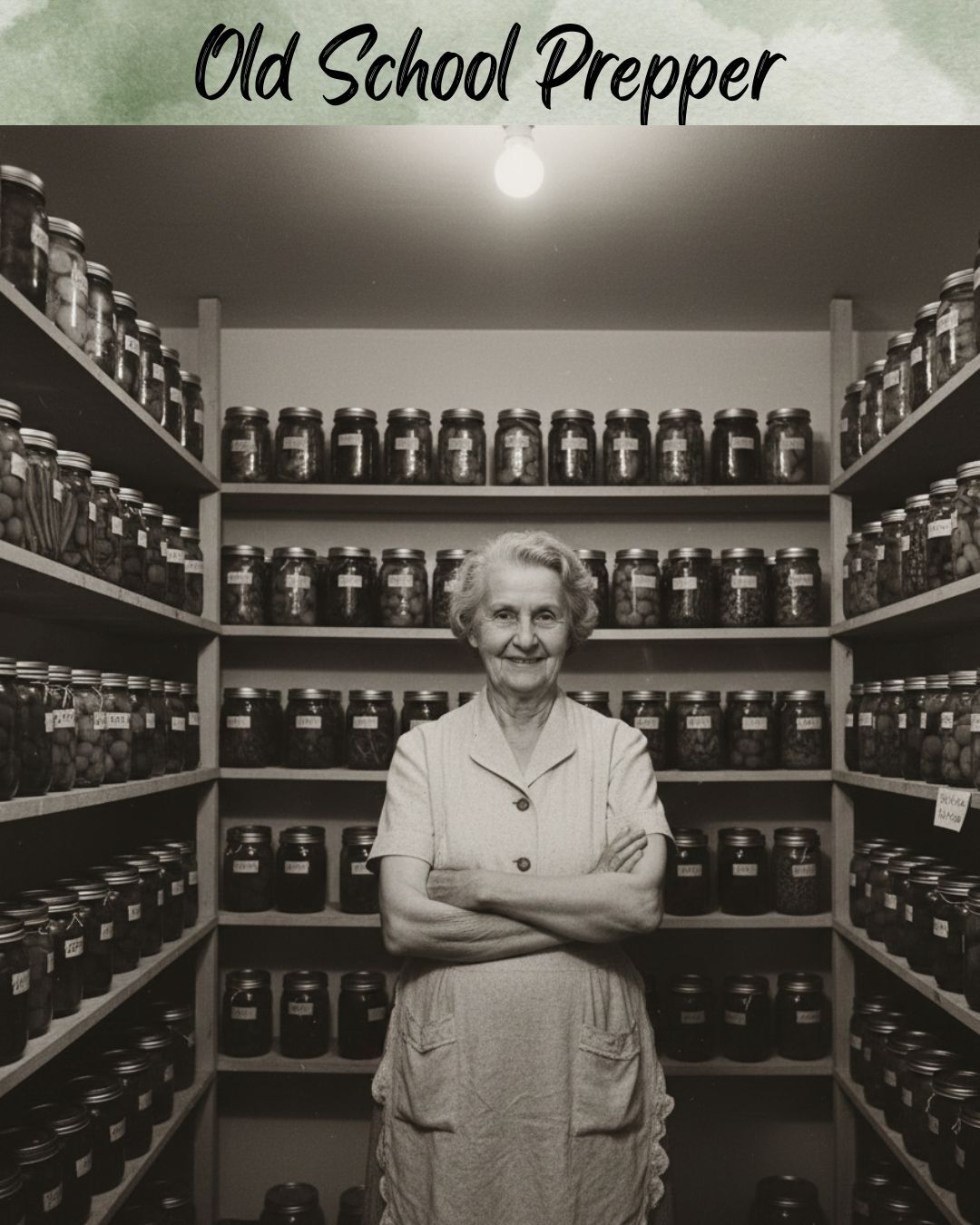 Old School Prepper - a legacy of a full pantry Grandma canning room, prepared, packed, pressure canned, old school prepper