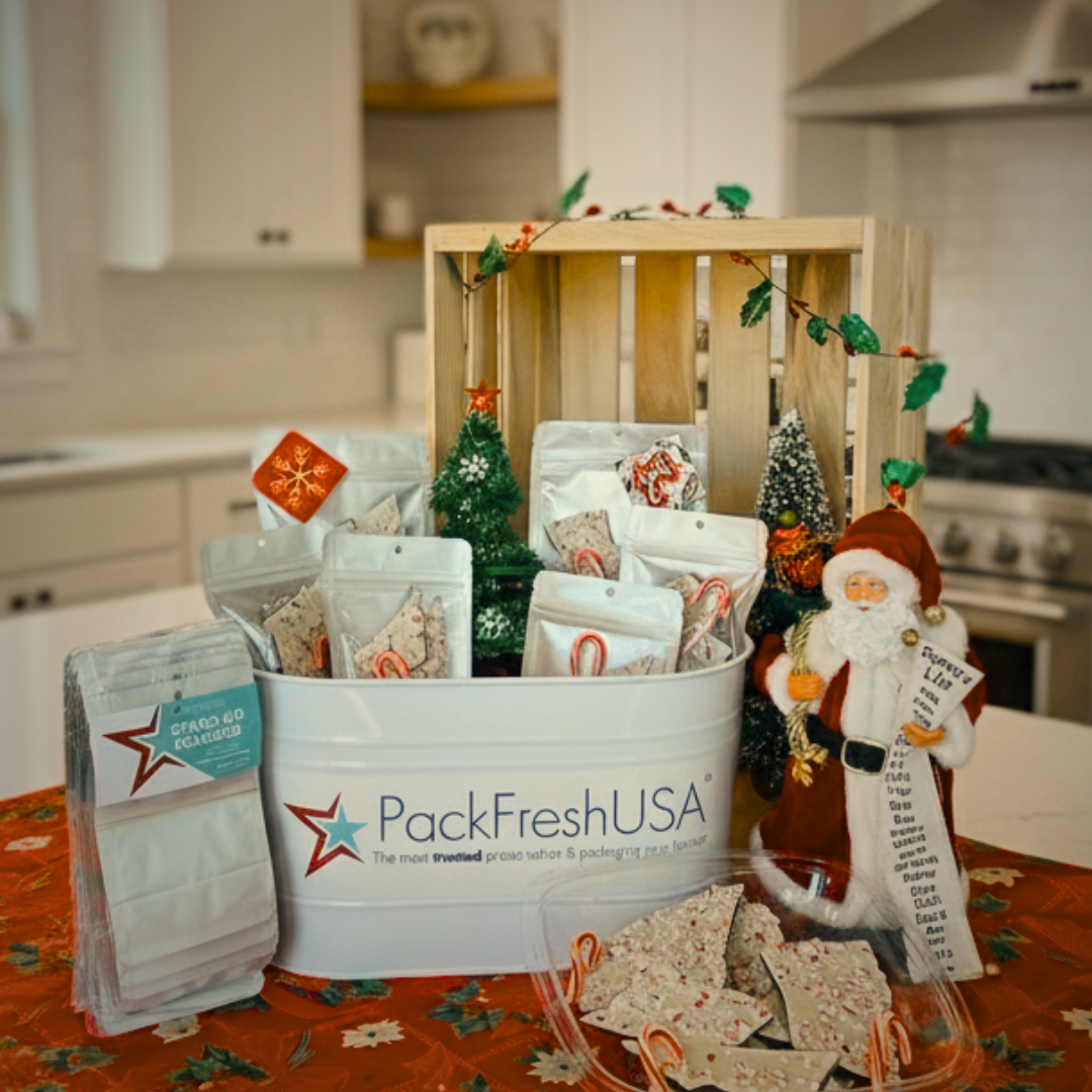 Treats for the holidays, quick and easy, holiday hack, peppermint barks, stand up pouches, treats for the holiday, co-worker, neighbors holiday gifts, 